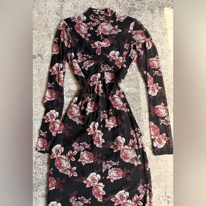 Floral Black and Pink Women's Dress